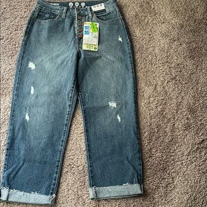 Rewash Distressed Boyfriend Jeans in Blue